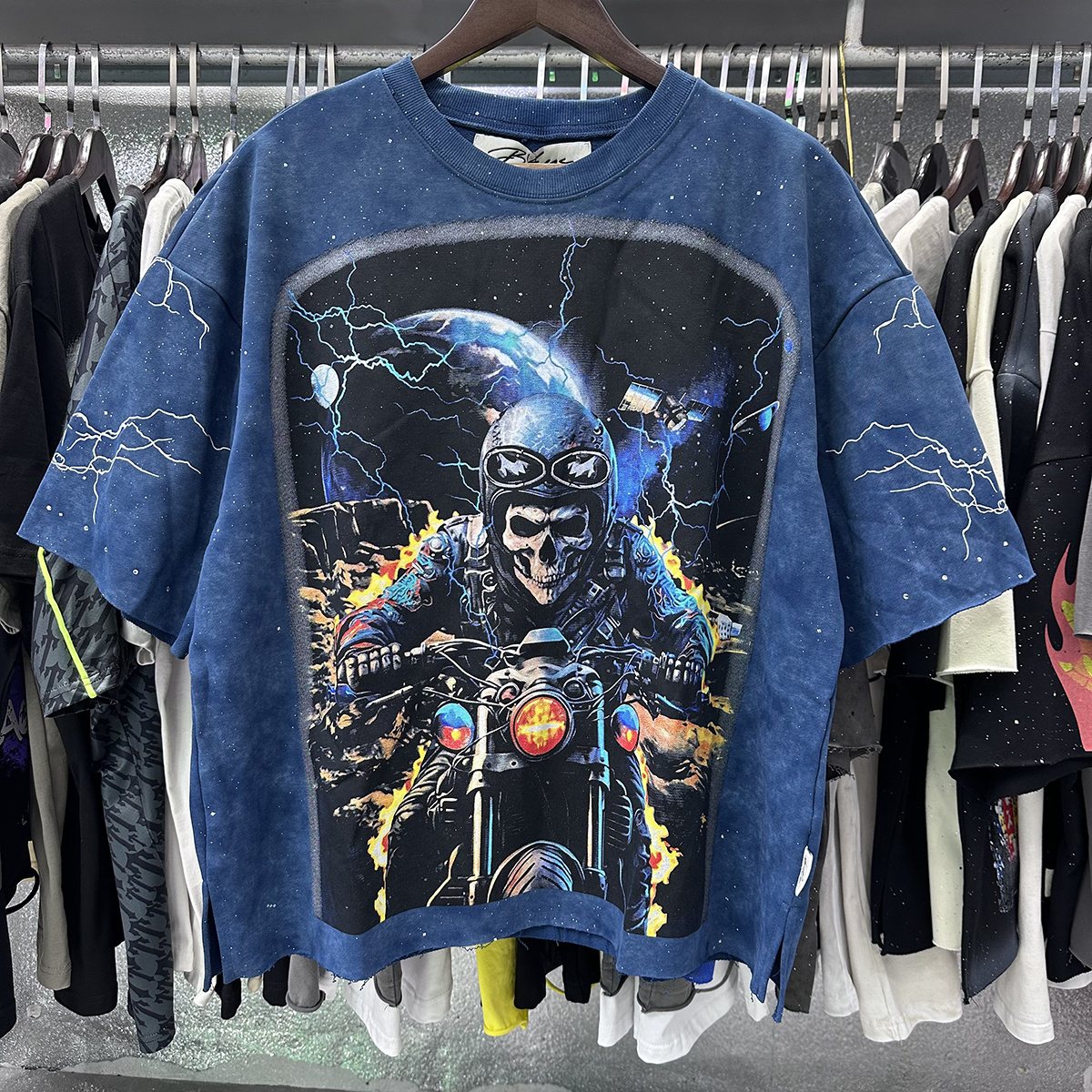 BKYS Revival Rider Skeleton Motorcycle Graphic T-Shirt — context