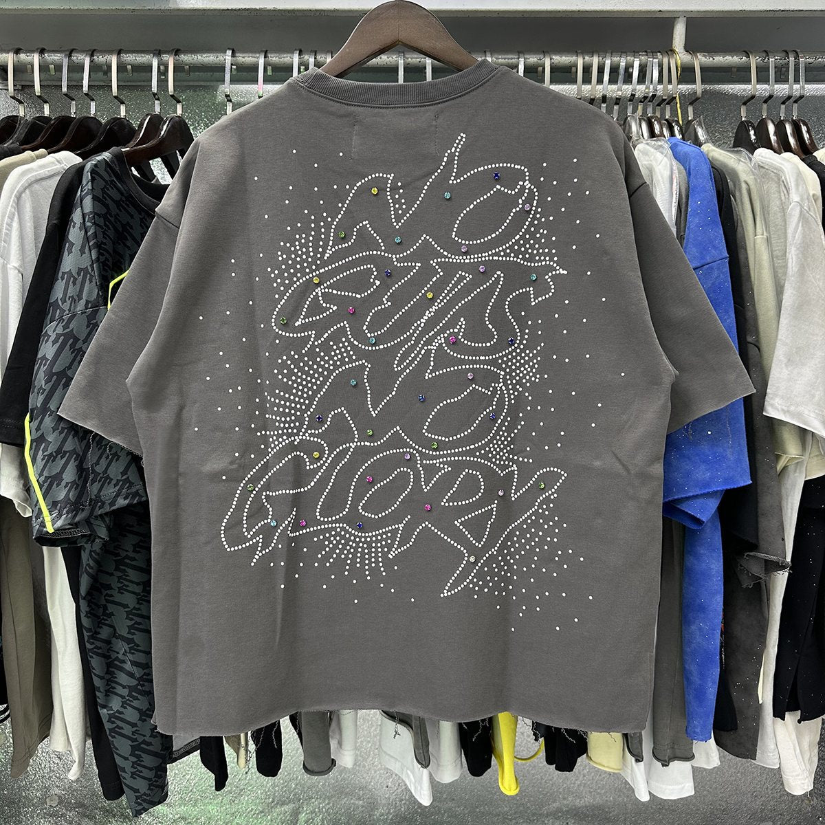 BKYS Revival No Gut No Glory Rhinestone Cropped T-Shirt — context
