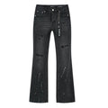 Purple Brand Black Paint-Splatter Distressed Flared Jeans — hero