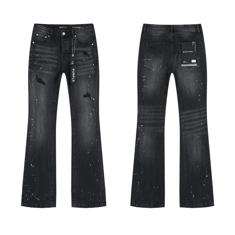 Purple Brand Black Paint Splatter Distressed Jeans — hero