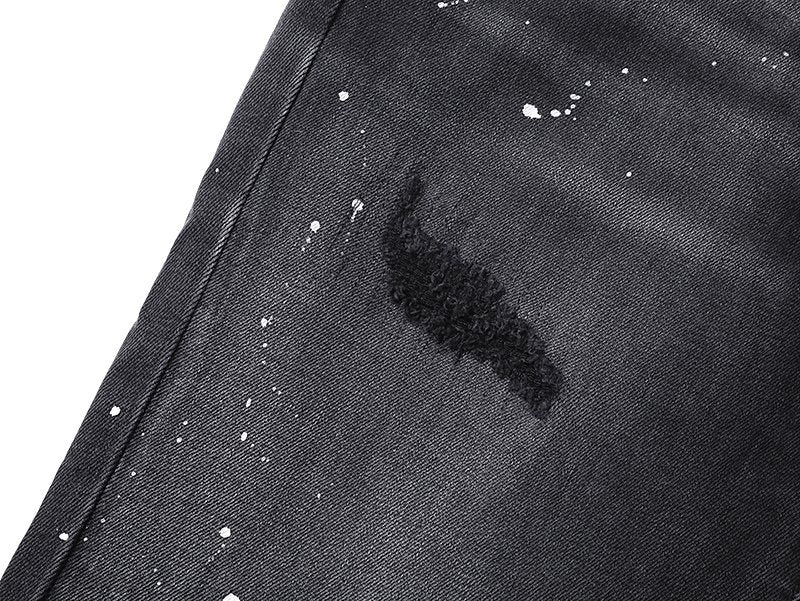 Purple Brand Black Paint Splatter Distressed Jeans — detail