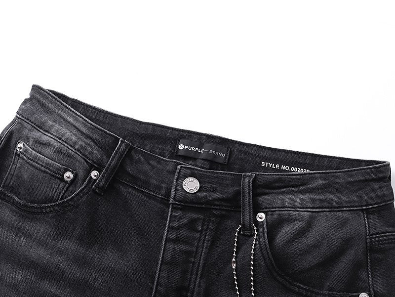 Purple Brand Black Paint Splatter Distressed Jeans — detail