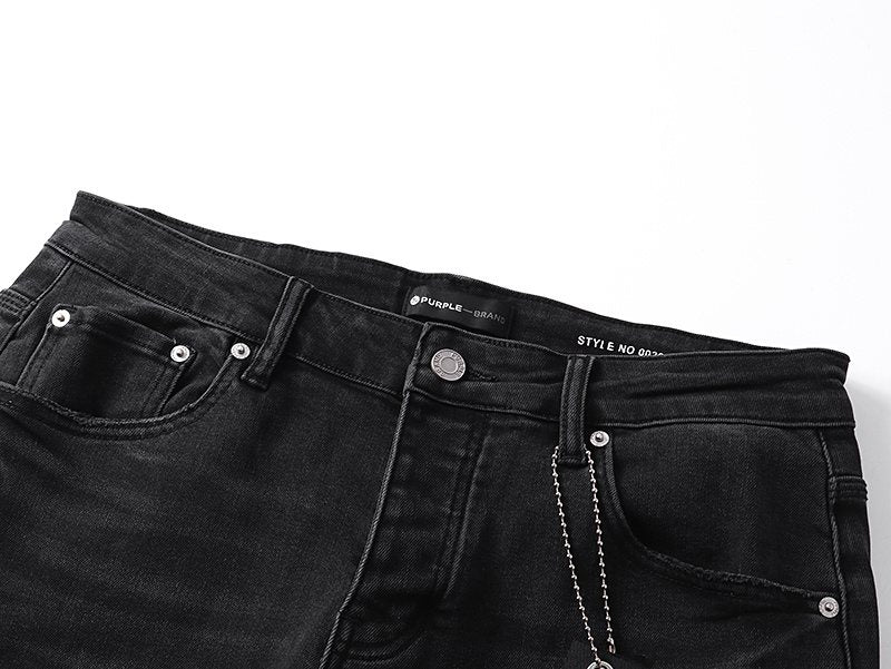 Purple Brand Black Washed Rhinestone Detail Jeans — detail
