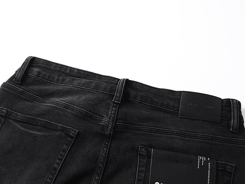 Purple Brand Black Washed Rhinestone Detail Jeans — detail