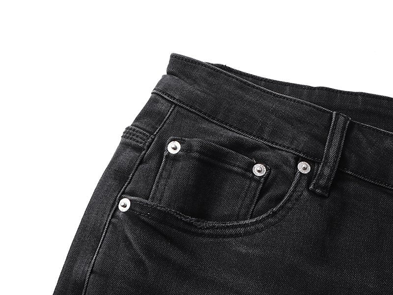 Purple Brand Black Washed Rhinestone Detail Jeans — detail
