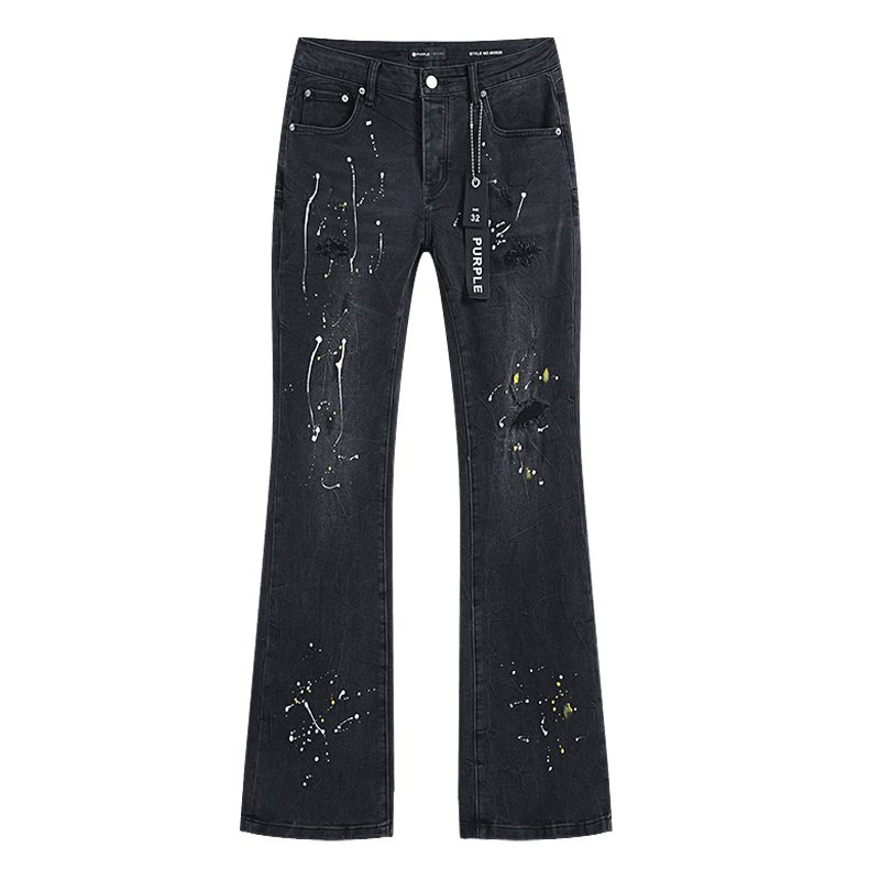 Purple Brand Paint-Splatter Distressed Black Jeans — front