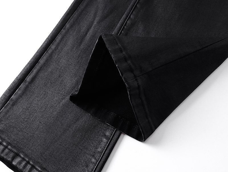 Purple Brand Black Coated-Look Bootcut Jeans — detail