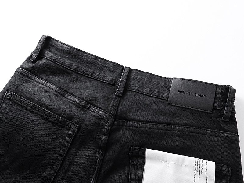 Purple Brand Black Coated-Look Bootcut Jeans — detail