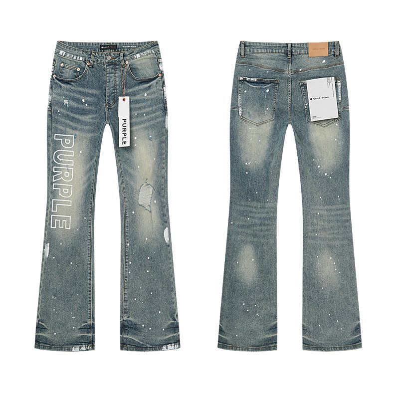 Purple Brand Paint-Splatter Distressed Bootcut Jeans — hero