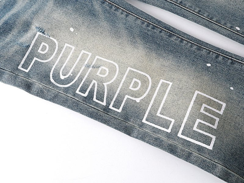 Purple Brand Paint-Splatter Distressed Bootcut Jeans — detail