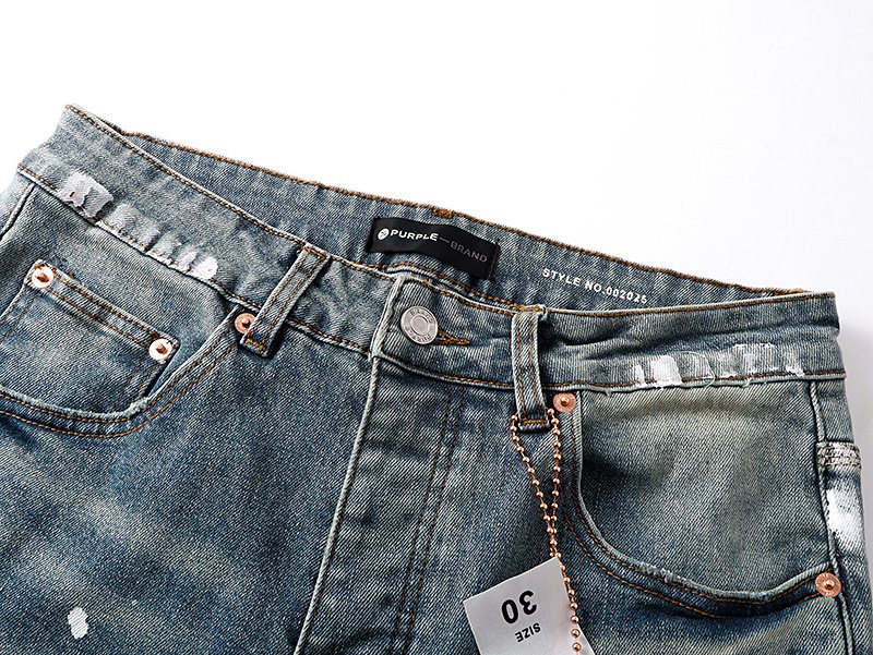 Purple Brand Paint-Splatter Distressed Bootcut Jeans — detail