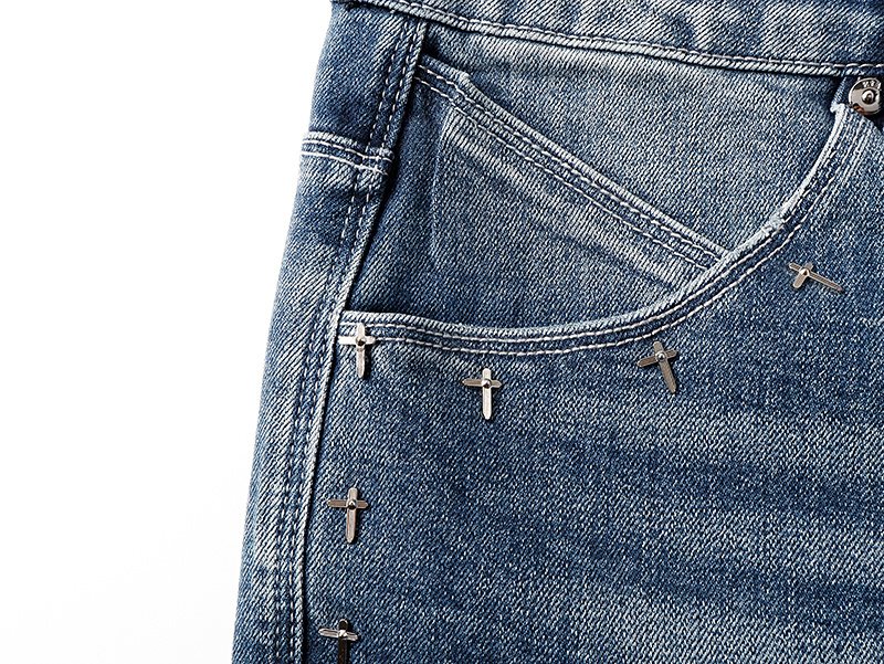 RTA Bryant Skinny Cross-Embellished Jeans — detail