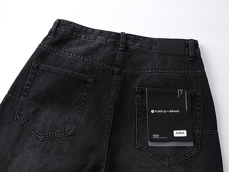 Purple Brand Black Faded Whiskered Jeans — detail