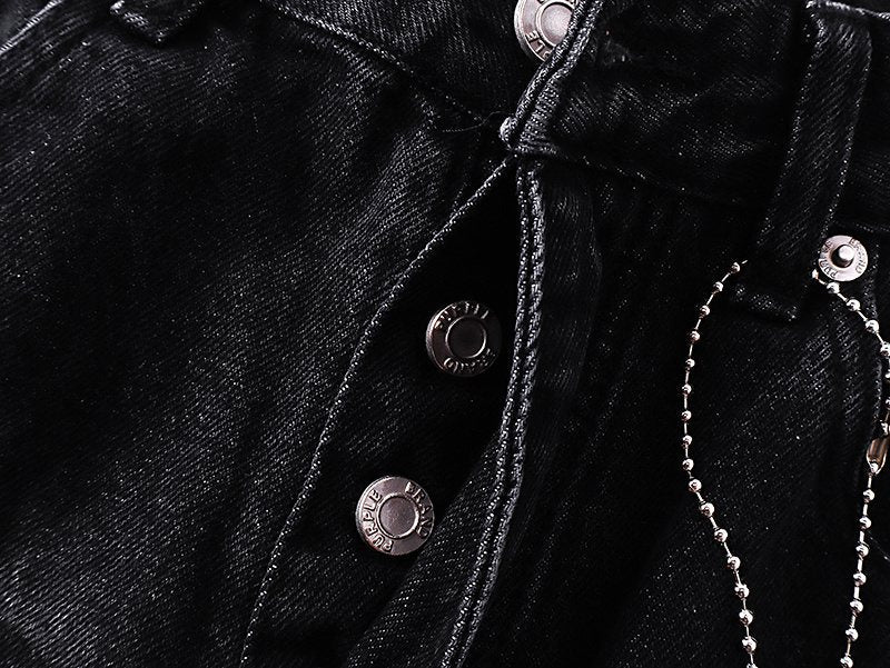 Purple Brand Black Faded Whiskered Jeans — detail