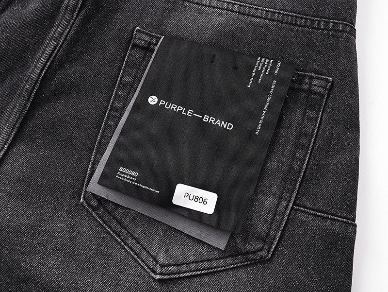 Purple Brand Black Distressed Ripped-Knee Jeans — detail