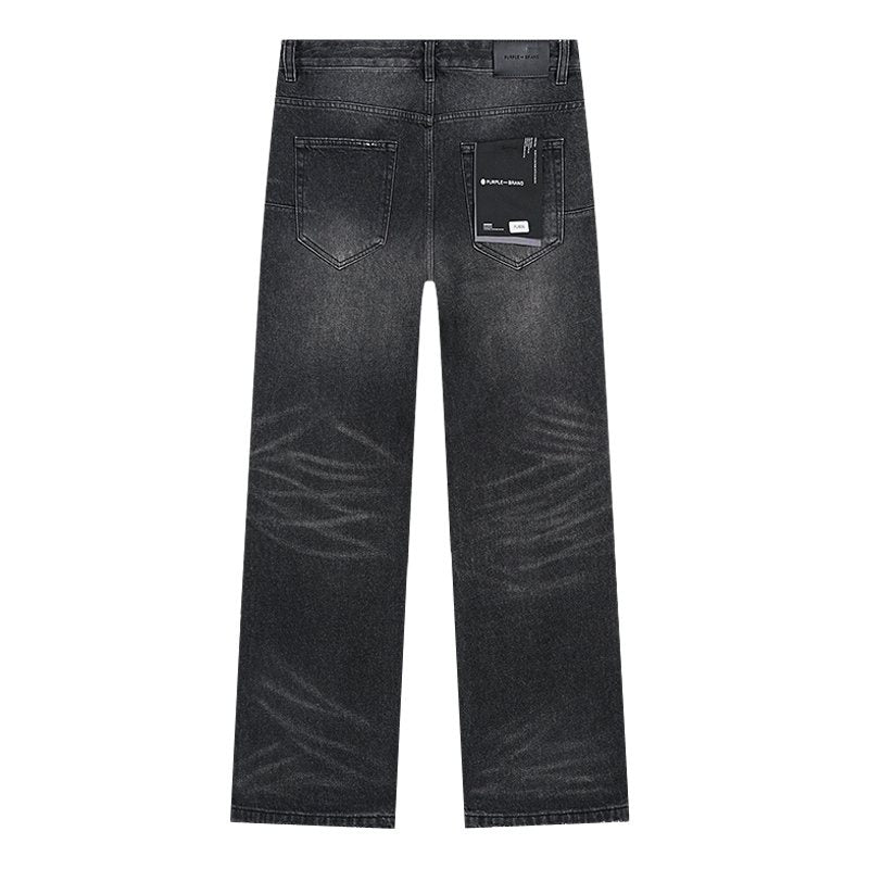 Purple Brand Black Distressed Ripped-Knee Jeans — back
