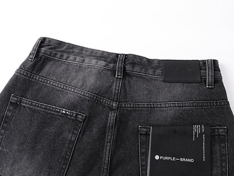 Purple Brand Black Distressed Ripped-Knee Jeans — detail