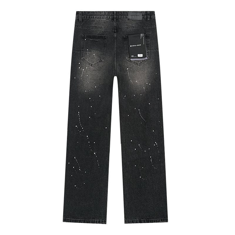 Purple Brand Black Paint-Splatter Distressed Jeans — back