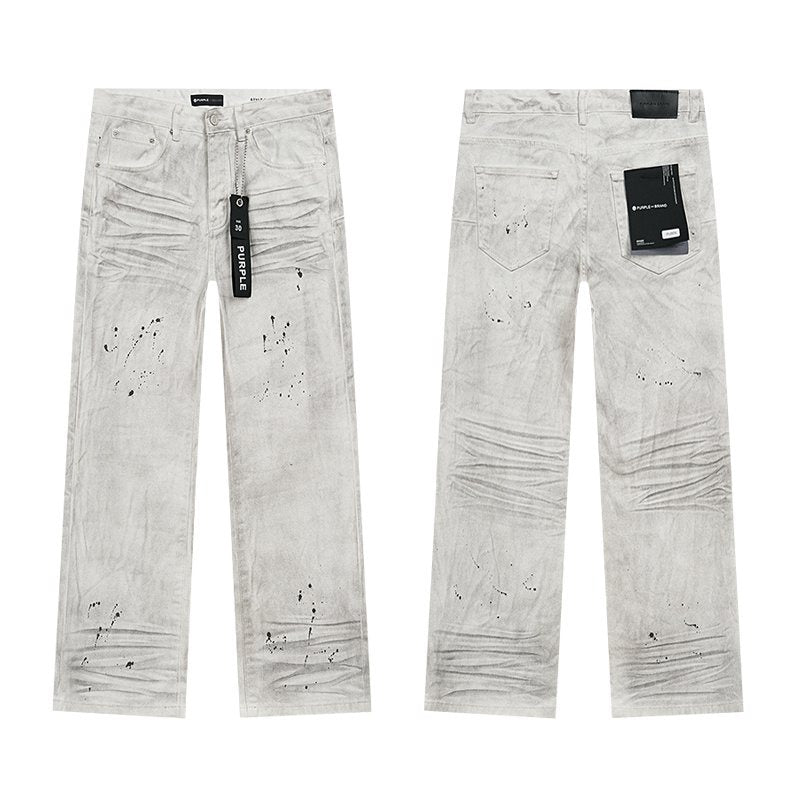 Purple Brand White Paint-Splatter Distressed Jeans — hero