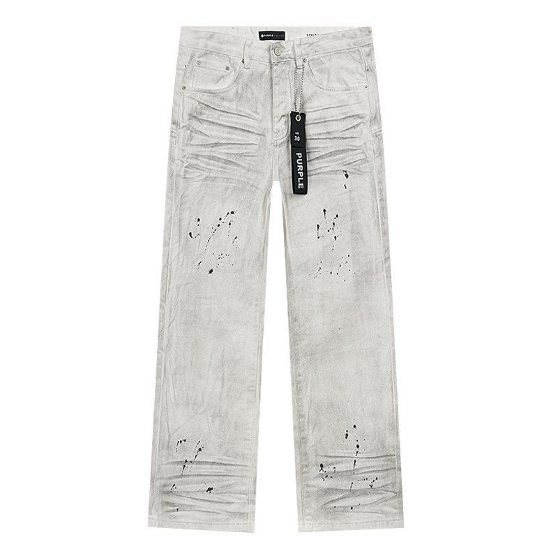 Purple Brand White Paint-Splatter Distressed Jeans — front