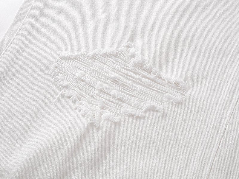 Purple Brand White Distressed Paint-Splatter Jeans — detail