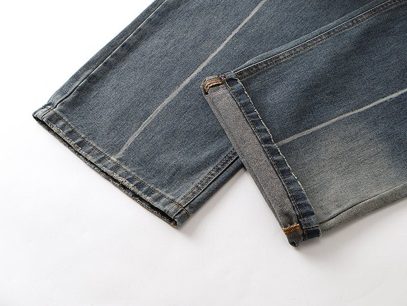 Purple Brand PU811 Washed Blue Distressed Straight-Leg Jeans — detail