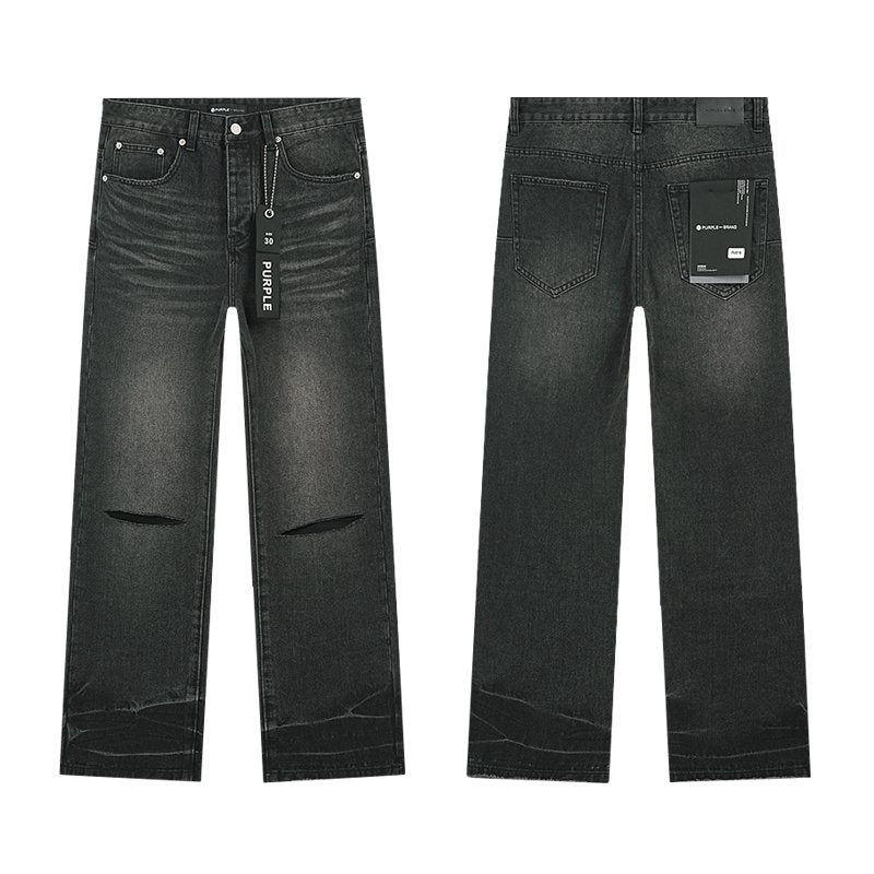 Purple Brand Black Distressed Washed Denim Jeans — hero