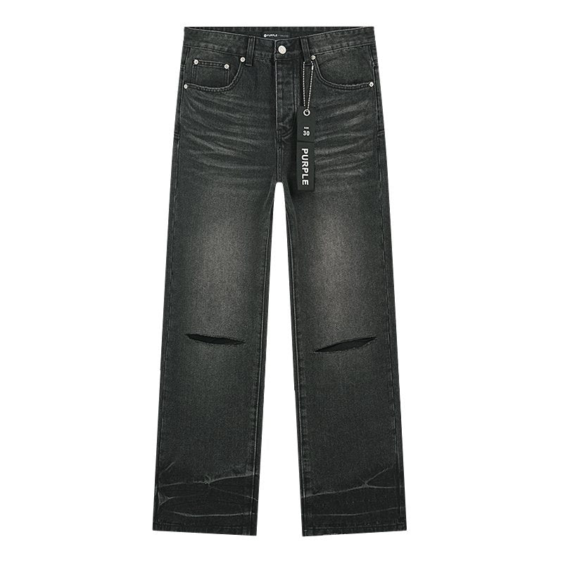 Purple Brand Black Distressed Washed Denim Jeans — front