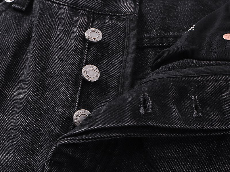 Purple Brand Black Distressed Washed Denim Jeans — detail