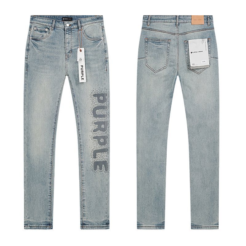Purple Brand Light Blue Leg-Graphic Jeans — hero