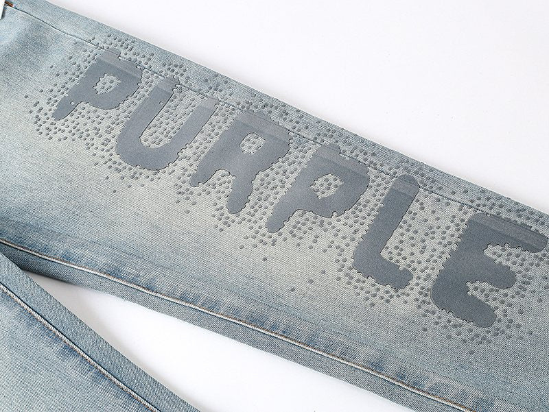 Purple Brand Light Blue Leg-Graphic Jeans — detail