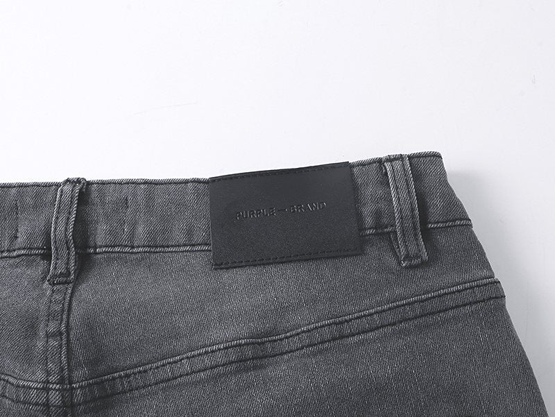 Purple Brand Charcoal Gray Paint-Splatter Cargo Jeans — detail