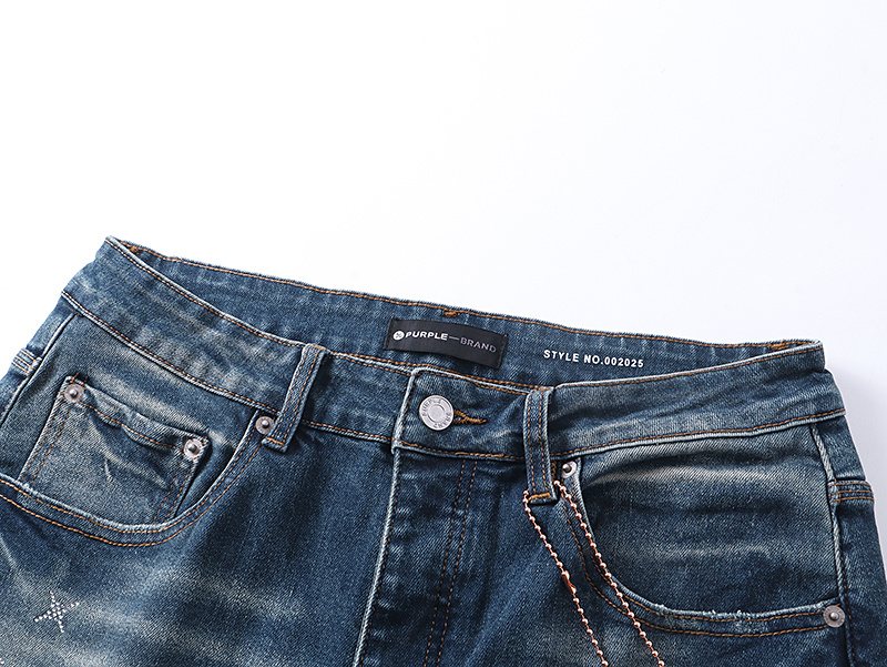 Purple Brand Blue Rhinestone-Style Motif Jeans — detail