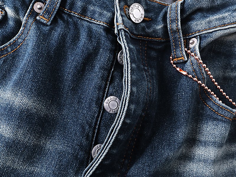 Purple Brand Blue Rhinestone-Style Motif Jeans — detail