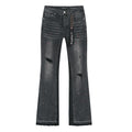 Purple Brand Washed Black Paint-Splatter Flared Jeans — hero