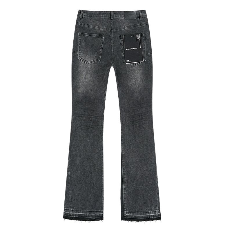 Purple Brand Washed Black Paint-Splatter Flared Jeans — back