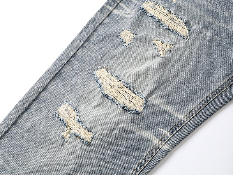 Purple Brand Light Blue Scribble Graphic Distressed Jeans — detail