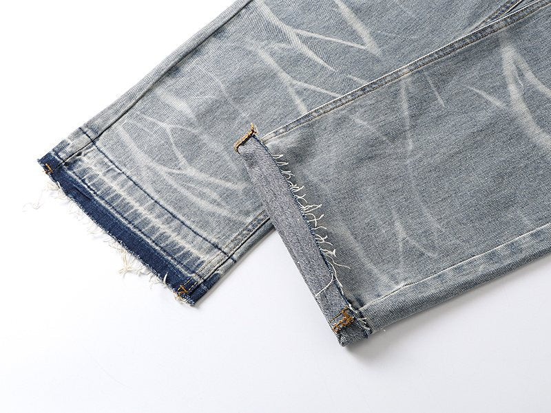 Purple Brand Light Blue Scribble Graphic Distressed Jeans — detail