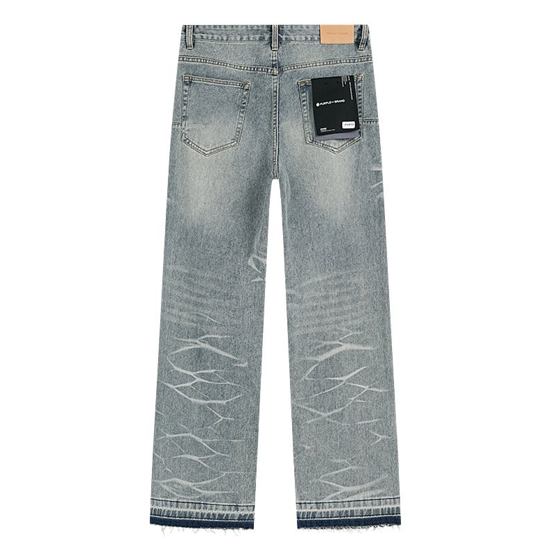 Purple Brand Light Blue Scribble Graphic Distressed Jeans — back