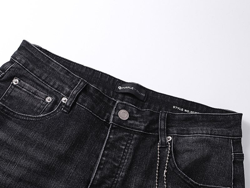 Purple Brand Washed Black Distressed Flare Jeans — detail