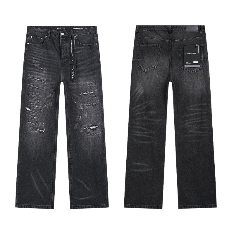 Purple Brand Black Distressed Straight-Leg Jeans — hero