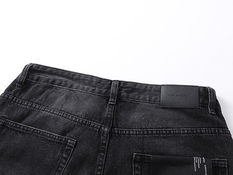 Purple Brand Black Distressed Straight-Leg Jeans — detail