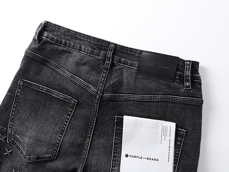 Purple Brand Washed Black Side-Leg Graphic Jeans — detail