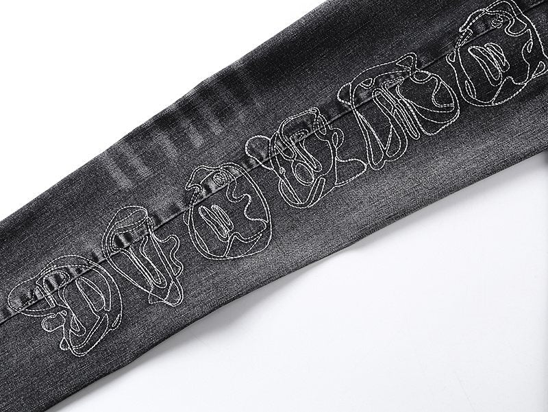 Purple Brand Washed Black Side-Leg Graphic Jeans — detail