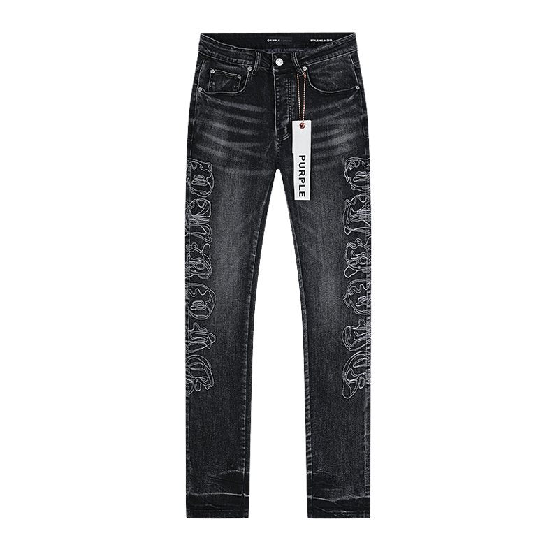 Purple Brand Washed Black Side-Leg Graphic Jeans — hero