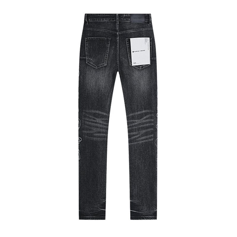 Purple Brand Washed Black Side-Leg Graphic Jeans — back