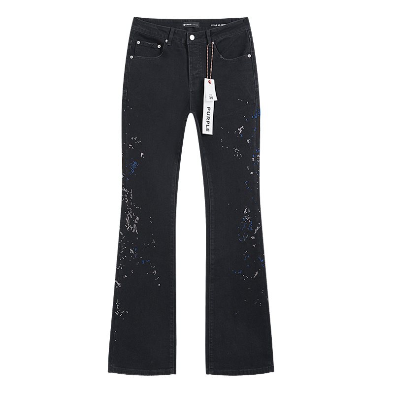 Purple Brand Rhinestone Splatter Black Jeans — front