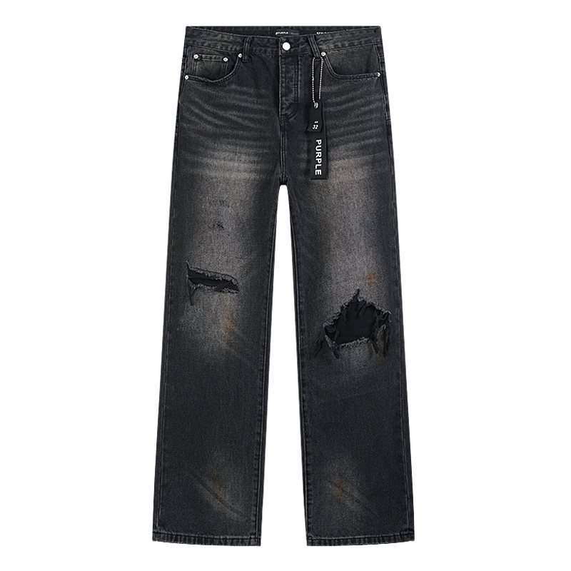 Purple Brand Black Washed Distressed Jeans — hero