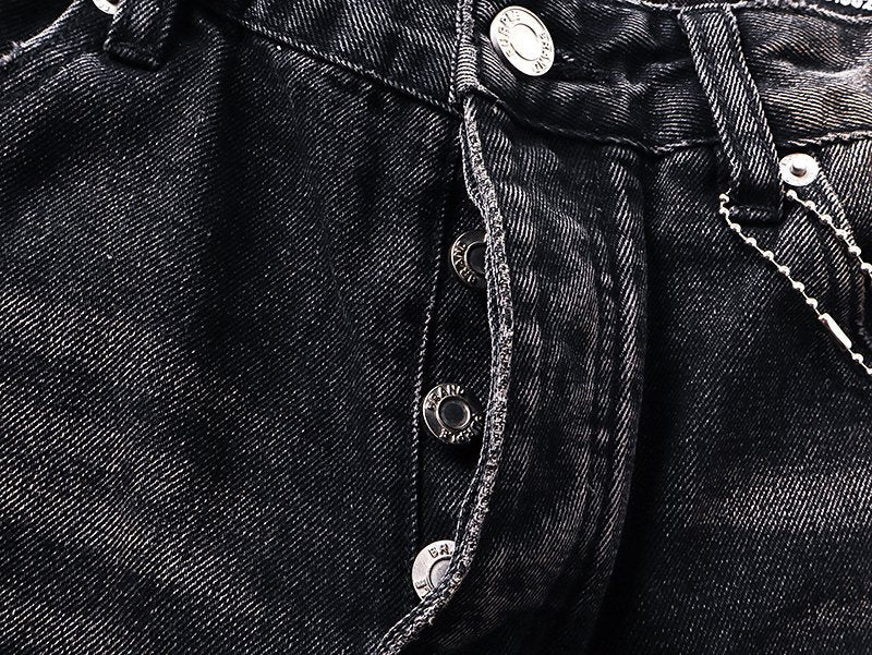 Purple Brand Black Washed Distressed Jeans — detail
