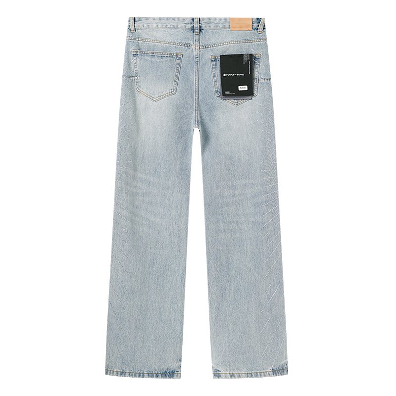Purple Brand Light Blue Rhinestone Stripe Jeans — back
